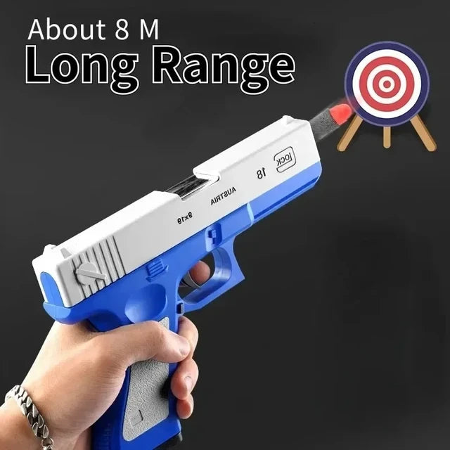 Soft Pellet Gun Toy Airsoft Glock with Drum Shell Ejected Foam Blaster Fidget Guns Toy Realistic Ejecting Gun Gifts for Boys