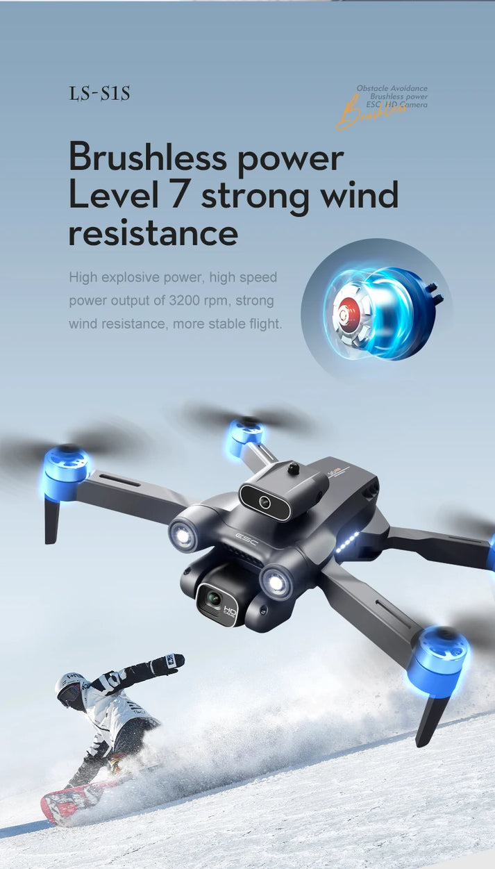 S1S Drone 5G Wifi 4K Professional 8K HD Camera Brushless Motors 360° Obstacle Avoidance Optical Flow RC Foldable Quadcopter