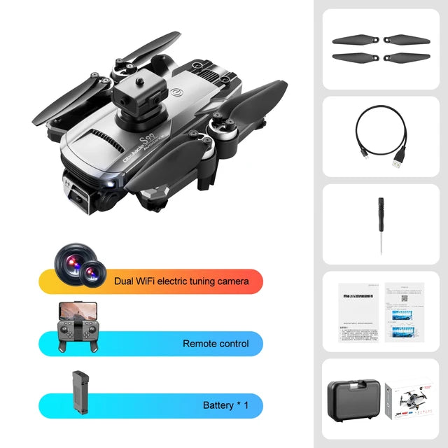 S99MAX Double Camera Foldable Drone Brushless Motors Drones With High Quality of obstacle avoidance (Free Combo Smart Watch) Mrsalepoint Grey