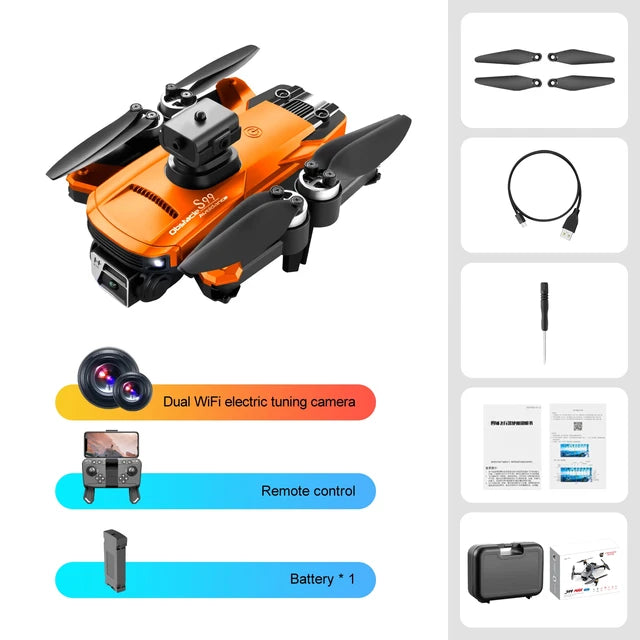 S99MAX Double Camera Foldable Drone Brushless Motors Drones With High Quality of obstacle avoidance (Free Combo Smart Watch) Mrsalepoint Orange