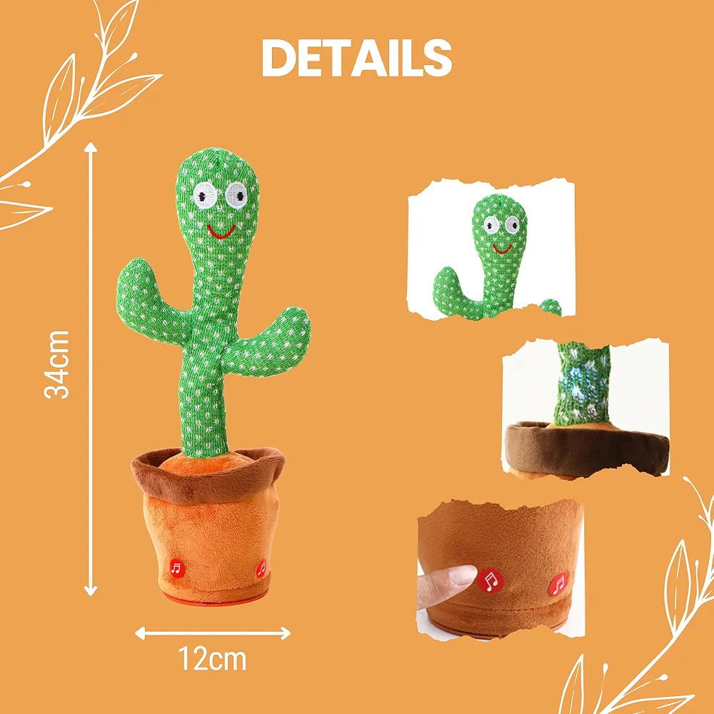 Dancing Cactus with Electronic Movement, Lights and 120 Songs. House Decoration. Internal Battery