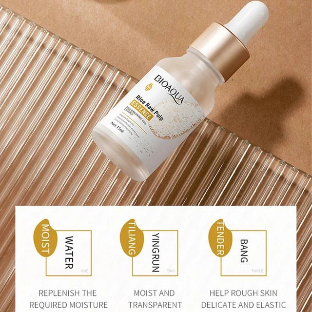 Rice Face Serum Whiten Moisturizing Anti Wrinkle & Aging Essential Oil 15ml Fade Fine Line Even Skin Tone Brightening Essence