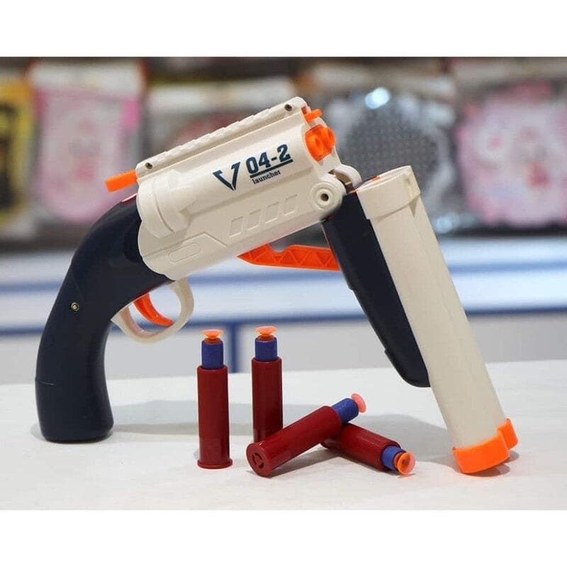 Blast Soft Bullet Toy Nerf Gun 04-2 Double Nozzle With Bullet Shell And 10 Pcs Suction Bullets Toy Gun