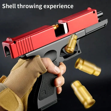 Soft Pellet Gun Toy Airsoft Glock with Drum Shell Ejected Foam Blaster Fidget Guns Toy Realistic Ejecting Gun Gifts for Boys