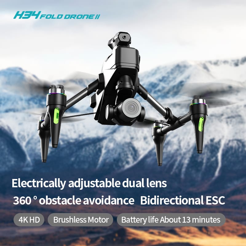 New H34 Drone 4K Professional HD Dual Camera 360° Obstacle Avoidance Brushless Foldable Quadcopter RC Professional Drone