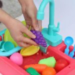 Kitchen & Sink Dishwasher Basin Vegetables Toy Set Kids Pretend Toys Blue| Green|Orange - Image 5