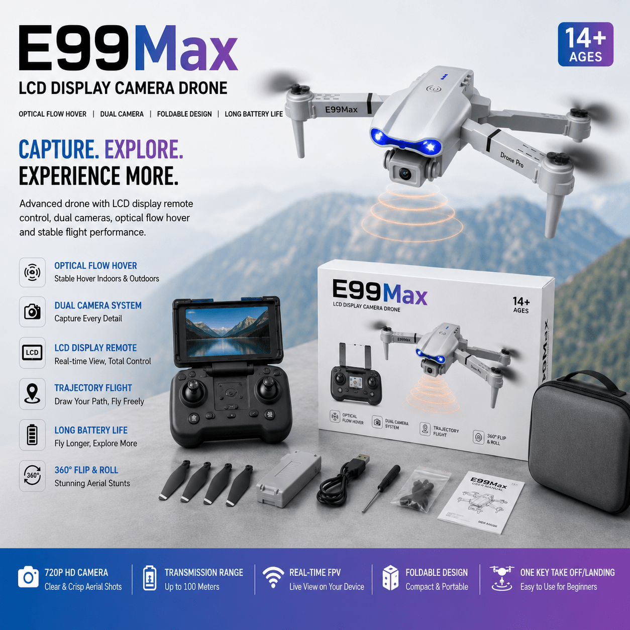 2026/02/1000437454.png NEW E99MAX Camera Drone With LCD Remote High Quality Obstacle Avoidance Camera Drone - Image 1