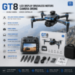 New GT8 Tripple Camera Drone High Quality Brushless Motor Drone With High Quality Realistic Obstacle Avoidance
