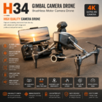New H34 360° Rotatable HD Camera Drone With Obstacle Avoidance High Quality Realistic Camera With Carry Bag