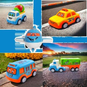 smart unbreakable pull back vehicles| push and go crawling toy for kids & children, power friction cars for 3+ years old boys|girls assorted(pack of 5)