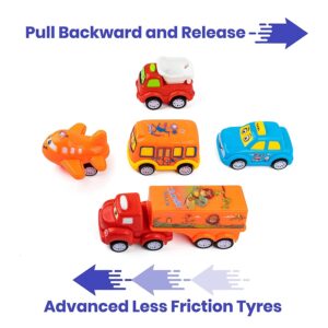 smart unbreakable pull back vehicles| push and go crawling toy for kids & children, power friction cars for 3+ years old boys|girls assorted(pack of 5)