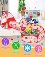 New 3 in 1 Tunnel Tent House Large Size Tent House With 50 Free Shiny Balls Indoor & Outdoor Play House High Quality Parashoot Fabric Material - Image 6