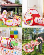 New 3 in 1 Tunnel Tent House Large Size Tent House With 50 Free Shiny Balls Indoor & Outdoor Play House High Quality Parashoot Fabric Material