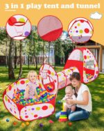 New 3 in 1 Tunnel Tent House Large Size Tent House With 50 Free Shiny Balls Indoor & Outdoor Play House High Quality Parashoot Fabric Material - Image 5