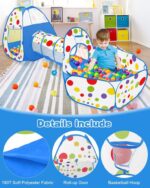 New 3 in 1 Tunnel Tent House Large Size Tent House With 50 Free Shiny Balls Indoor & Outdoor Play House High Quality Parashoot Fabric Material - Image 12