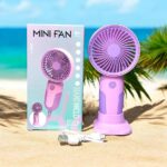 Foldable Mini Portable Fan Rechargeable USB Handheld Fan  Adjustable Mini Portable Fan Rechargeable USB Handheld Fan in Purple USB Fan (Purple) - Image 3