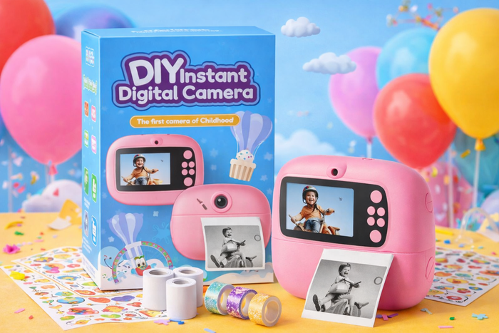 2026/03/1000331029.png DIY Instant Digital Camera for Kids Print Camera For Kids High Quality Material With 3 Printing Rolls - Image 1