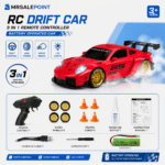 2.4G RC Drift Car with LED Light Remote Control Racing Car Vehicle Replaceable Tire Competition Race Car Toy